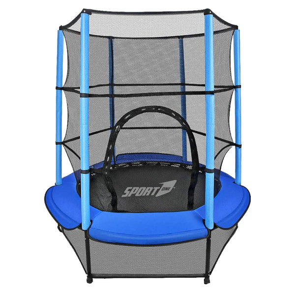 online Trampolino Tappeto Elastico Ø140x185 cm in Acciaio con Rete di Protezione Blu