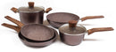 Batteria di Pentole 7 Pezzi in Alluminio Forgiato Antiaderente Induzione Collection Cora Marrone