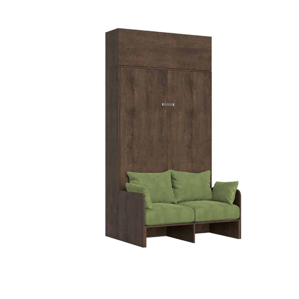 Letto Una Piazza E Mezzo A Scomparsa 120 Kentaro Con Divano E Pensile Noce e Verde sconto