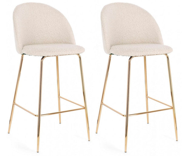 Set 2 Sgabelli 51x55x105 cm Carry in Bouclè Oro e Avorio acquista