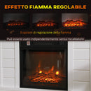 Camino Elettrico da Pavimento 1800W Effetto Fiamma e Telecomando 96,5x22x81,7 cm Bianco