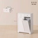 Mobile Bagno Salvaspazio 78x38x90 cm con 2 Cassetti e 2 Cesti Portabiancheria in MDF Bianco      
