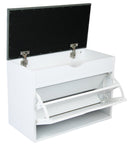 Scarpiera Panca con Scomparto e Cuscino 60x30x50 cm in PB e Carta Bianco