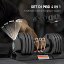 Kit Pesi Regolabili 7-13-18-24 kg con Porta Manubri e Impugnatura Antiscivolo Nero      