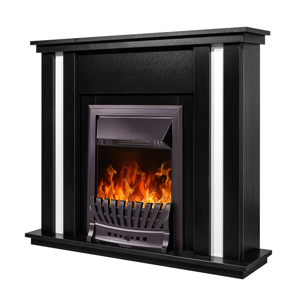 Camino Elettrico da Pavimento 95x110x27 cm Effetto Fiamma 2000W Gustavo & Pluton Nero/bianco acquista