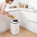 Pattumiera Cestino per Rifiuti 28x22x41 cm Contenitore Rimuovibile da 12L Apertura a Infrarossi in Acciaio Inox ABS e PP Bianco      