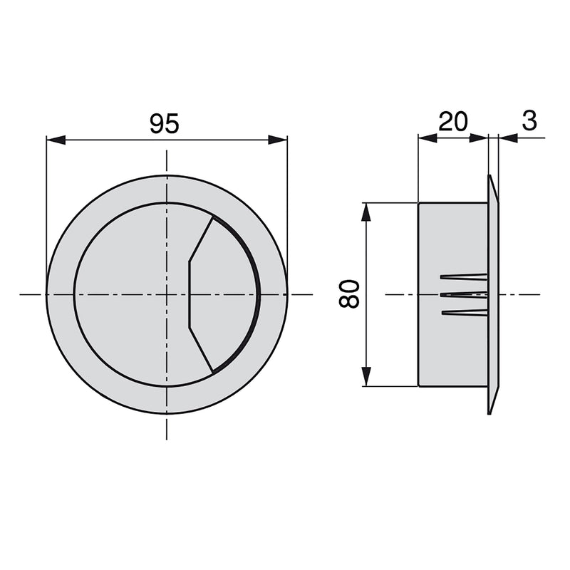 Set di 4 Passacavi da Incasso Ø8 cm in Plastica Emuca Grigi