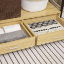 Appendiabiti con 2 Cassetti 4 Ripiani 130x40x180 cm in Acciaio e Truciolato Nero e Legno