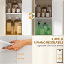 Mobile da Bagno 32,5x29,5x91 cm Stretto con Mensola Regolabile in Legno Bianco      