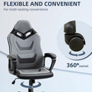 Sedia da Gaming 60x63x113-125 cm in Similpelle Grigia e Nera