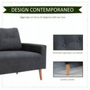 Divano 2 Posti Moderno in Stile Nordico 145x76x88 cm con Schienale Trapuntato in Tessuto Grigio