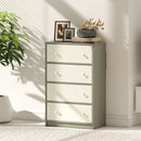 Cassettiera con 4 Cassetti in Tessuto 58x30x91 cm con Maniglie Doppie Struttura in MDF Bianco e Grigio  