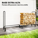 Portalegna 0,6 m³ 200x36x99 cm Regolabile con Telo Impermeabile in PE e Struttura in Metallo Nero e Verde Scuro      