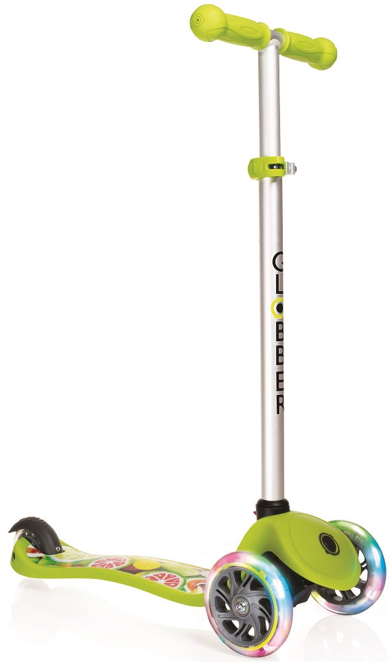 Monopattino a 3 Ruote a LED 3 Altezze Max 50Kg Globber PRIMO Fantasy Lights Up Frutti Verde sconto