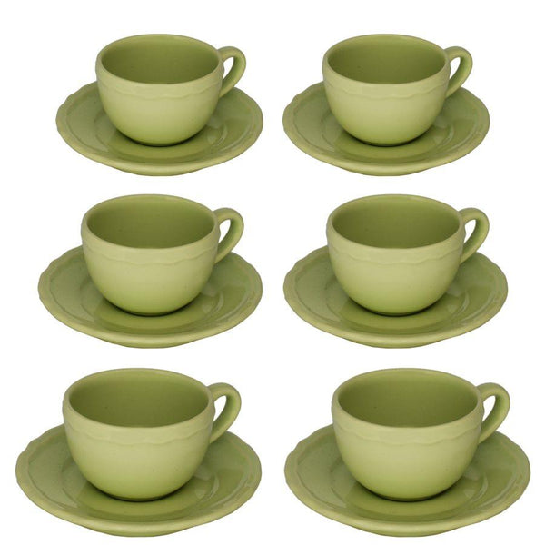 Set 6 Tazzine da Caffè con Piattino Ø7,5xh5 cm in Gres Porcellanato Juliet Verde Pastello prezzo