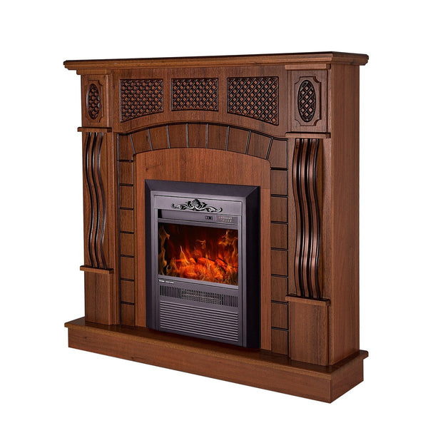 sconto Camino Elettrico da Pavimento 112x115x30 cm Effetto Fiamma 2000W Amsterdam & Cristina Noce