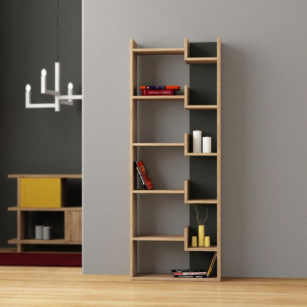 sconto Libreria 11 Ripiani 22x69x162,5 cm in MDF Oppa Rovere e Antracite