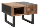 Tavolo da Caffé Quadrato Mumbai 60x60x43 cm in Legno di Acacia e in Ferro Marrone e Nero