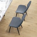 Set 2 Sedie da Pranzo 46x56x86 cm con Schienale Ricurvo in Tessuto Effetto Lino Grigio e Nero 