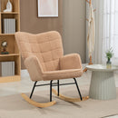 Poltrona a Dondolo Imbottita Rivestimento Bouclé 71x98x101 cm Marrone  
