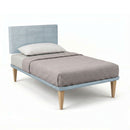 Letto Singolo con Rete Rivestita Microfibra Azzurro Tessis Testata Square Varie Misure