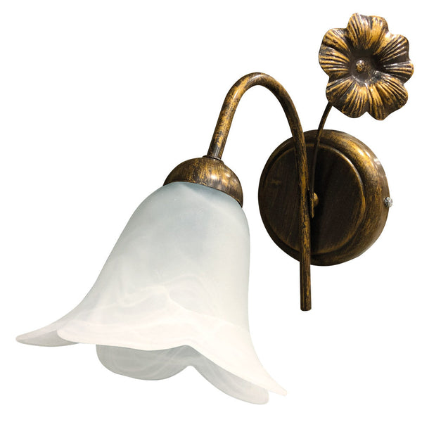 online Applique 1xE14 Montatura Marrone Oro Vetro Alabastro Bianco E-Energy Vera