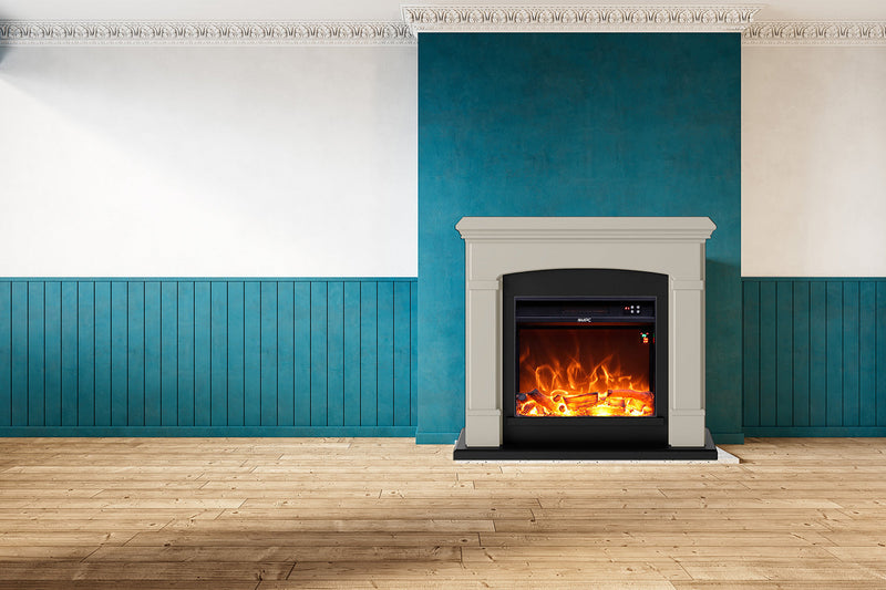 Camino Elettrico da Pavimento 107,2x95,2x24,5 cm Effetto Fiamma 1500W Sined Siena Beige