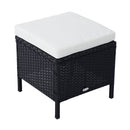 Set Salotto da Giardino in Rattan Sintetico 6 pezzi DIvano con Cuscini e Tavolino Nero 