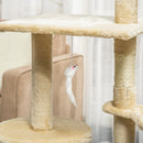 Albero Tiragraffi con Cuccia per Gatti in Legno Sisal Naturale Beige 40x30x131 cm 