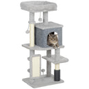 Albero per Gatti con Cuccia e Tiragraffi Sisal 104cm in Truciolato Grigio Chiaro      