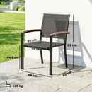 Set 2 Sedie da Giardino 56x62x89 cm con Braccioli Effetto Legno in Texteline e Metallo Grigio      