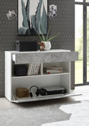 Credenza Mobile Soggiorno 1 Anta 2 Vani 111x42x82 cm TFT Akira Bianco e Cemento