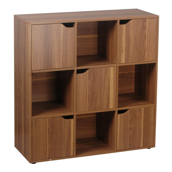 acquista Libreria Mobiletto 9 Scomparti 5 Ante 88.8x29x90.5 cm in Legno MDF Effetto Naturale