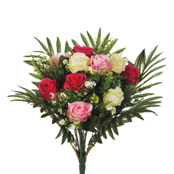 Set 2 Bouquet Artificiale di Rose in Boccio Altezza 48 cm Rosa acquista