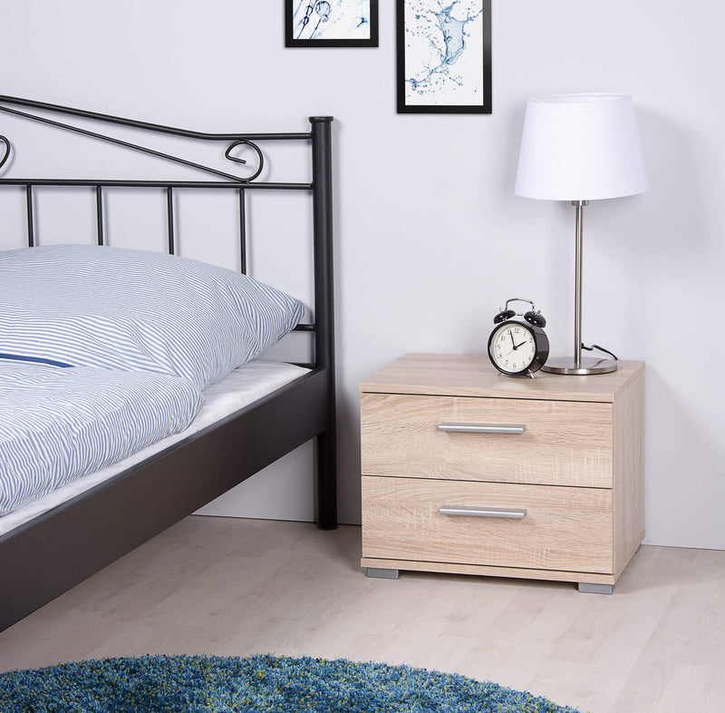 Comodino 2 Cassetti in Truciolato Fumer Frida Bianco