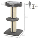 Albero Tiragraffi con Cuccia per Gatti in Legno Sisal 45x45x81 cm  Grigia