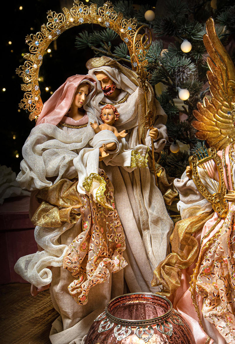 Natività Su Base Tonda 36 cm in Resina