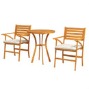 Set Tavolo e 2 Sedie con Cuscini da Giardino in Legno di Pino Naturale