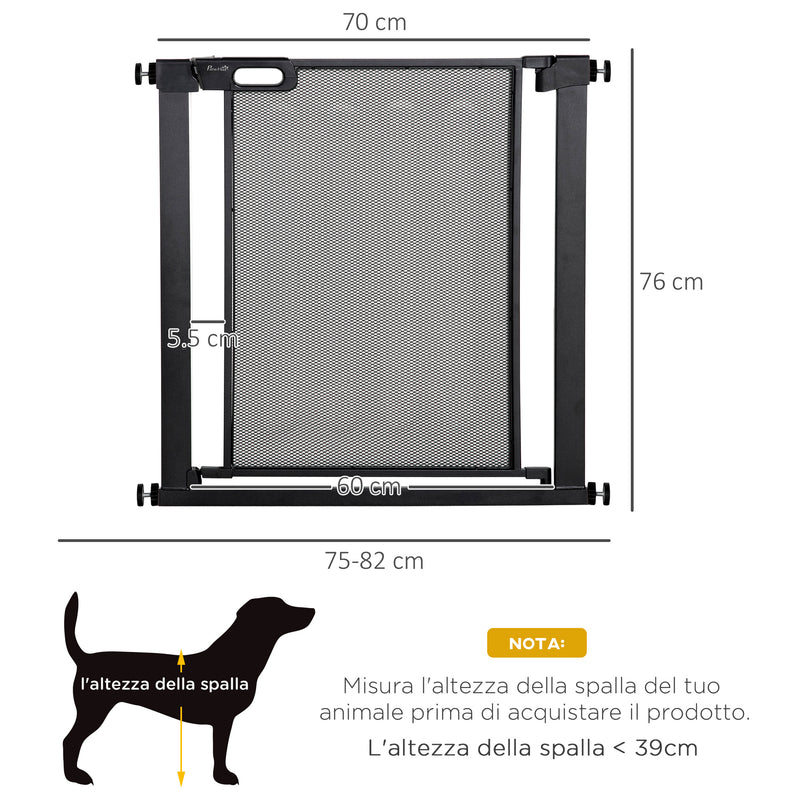 Cancellino per Cani Estensibile a Pressione 75-82x76 cm con Chiusura Automatica in Acciaio e ABS Nero      