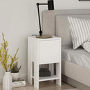 Comodino 30x30x55 cm Mobiletto con Anta a Ribalta e Ripiano in Legno Bianco      