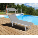 Lettino Prendisole da Giardino 181x60xH39 cm in alluminio e tela grigia Bagnino