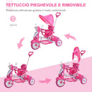 Triciclo Passeggino con Seggiolino Reversibile per Bambini Rosa