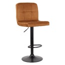 Set 2 Sgabelli 44x38x63/82 cm in Velluto con Base Nera Caramello