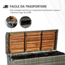 Panchina Contenitore da Giardino 121x50x50 cm in Legno e Rattan Grigio