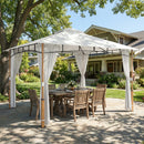 Gazebo da Giardino 360x300x275 cm Tetto Doppio in Metallo e Poliestere UPF50+ con Rete Crema      