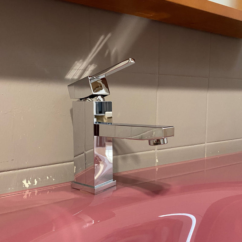 Rubinetto Miscelatore Monocomando Lavabo in Ottone Quadra Cromato