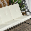 Dondolo Letto da Giardino 3 Posti con Tettuccio Regolabile 195x117x175 cm in Acciaio e Poliestere Crema e Nero