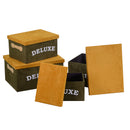 Set 4 Scatole in tessuto verde rettangolare