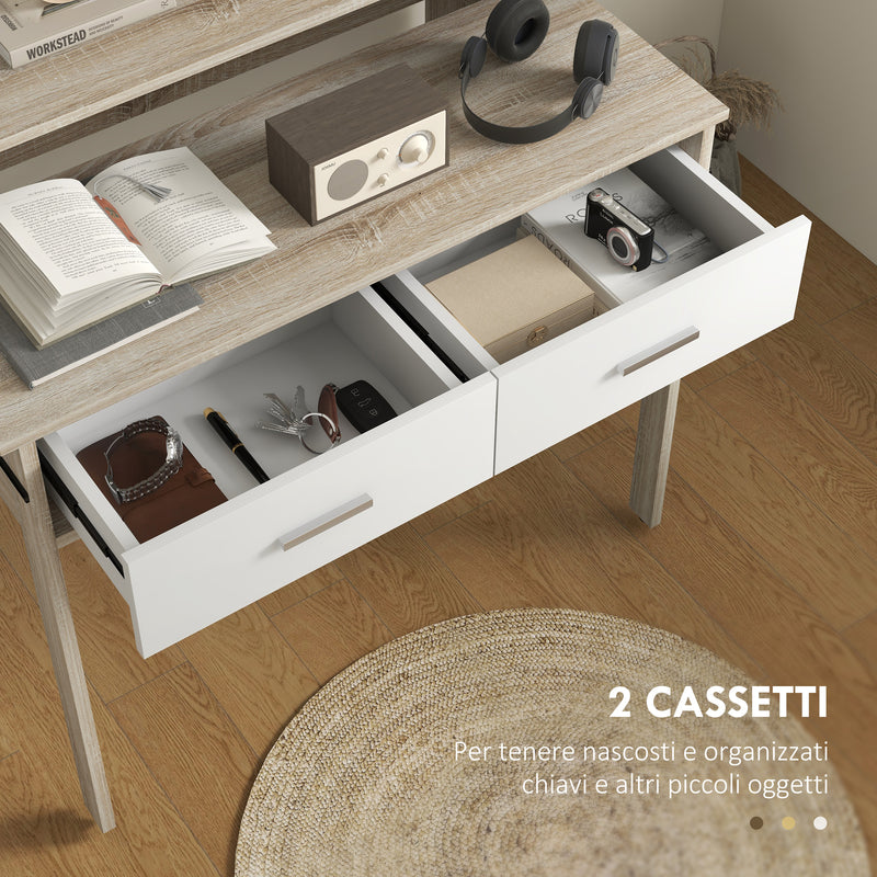 M MCombo Tavolo consolle sottile marmo oro, moderno tavolino con 2 ripiani e struttura in metallo, ingresso per corridoio, soggiorno, camera da letto, 110 x 40 x 90 cm, 2276