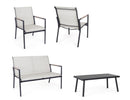 Set 5 Pezzi Salotto da Giardino con Divano 2 Poltrone e 2 Tavolini in Acciaio e Textilene Marsala Antracite 